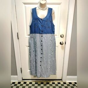 Original TY Wear Chic Button-Down Denim Midi Dress